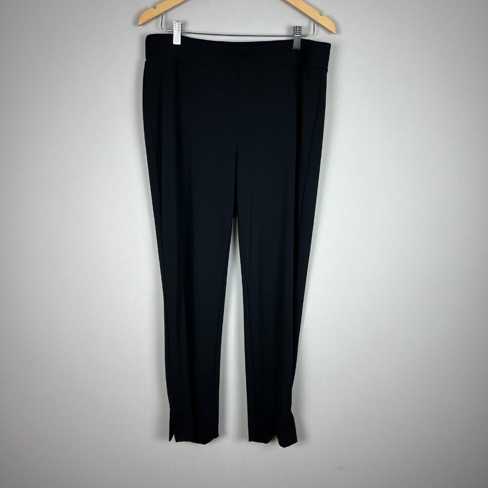 Talbots Pants Womens 1X Black Pull On Tapered Stretch Slit Casual Dress‎ Slinky